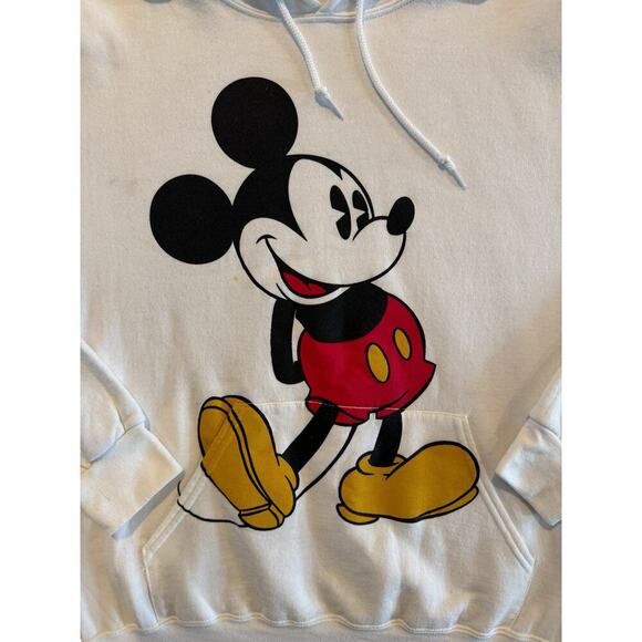 Disney Mickey Mouse Hoodie Adult Medium White Pullover Sweatshirt Graphic Print - Picture 4 of 8